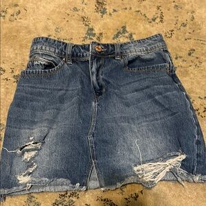 YMI Blue Distressed Mini Skirt